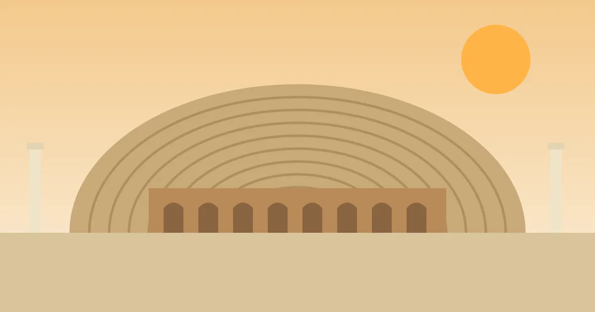 Illustration of the Roman theatre of Aspendos with its stage wall