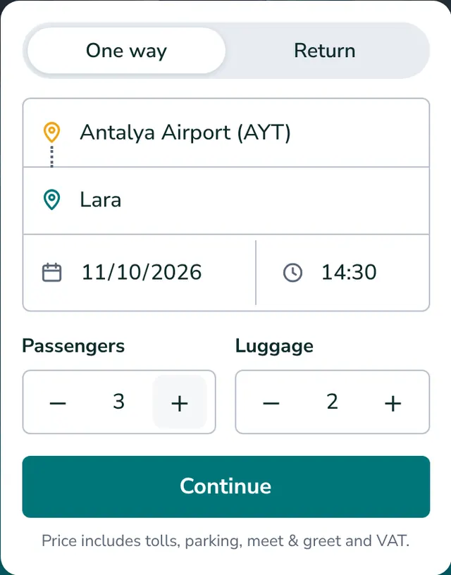Choose your route, date and passengers
