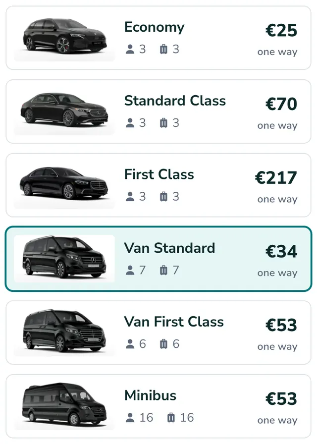 Pick your vehicle and see the fixed price