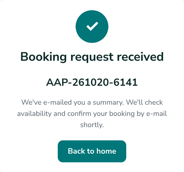 Booking request received