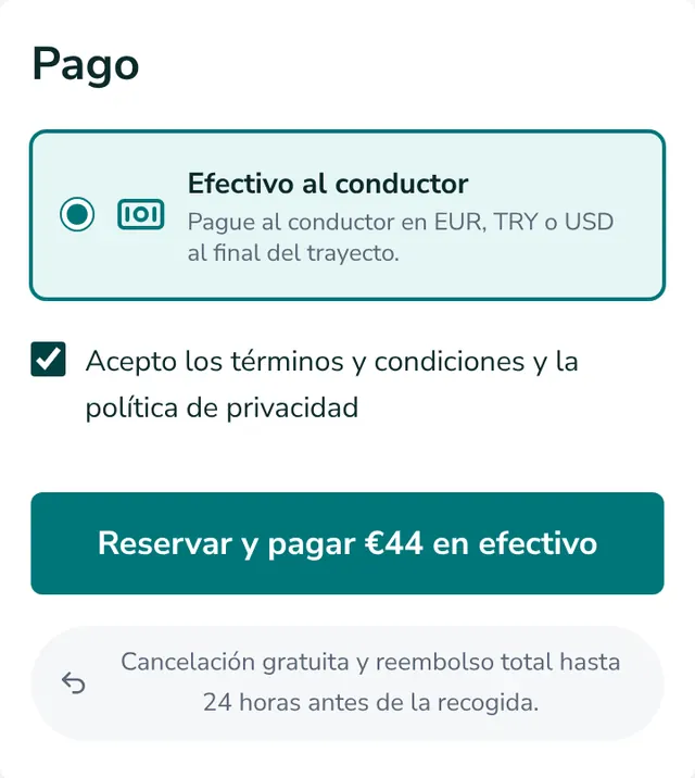 Revise el resumen y envíe su reserva