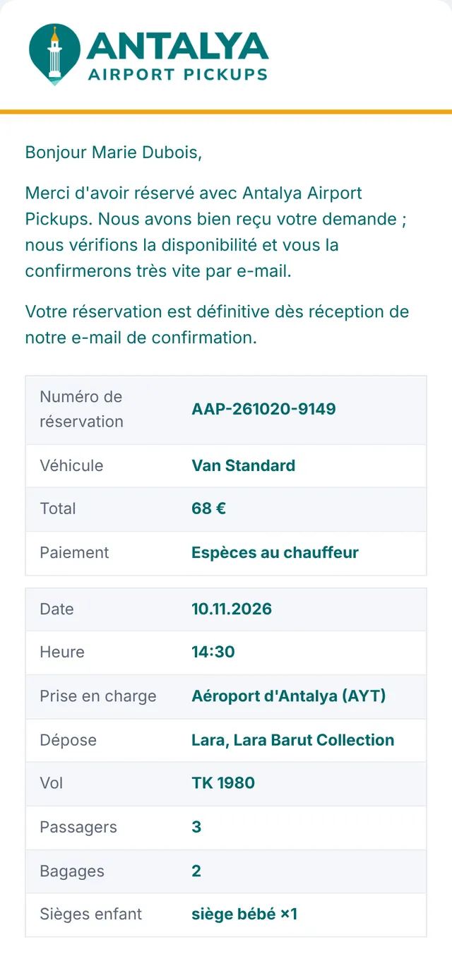 E-mail 1 : nous avons votre demande