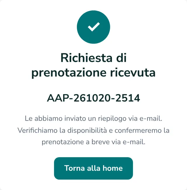 Richiesta di prenotazione ricevuta