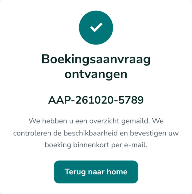 Boekingsaanvraag ontvangen