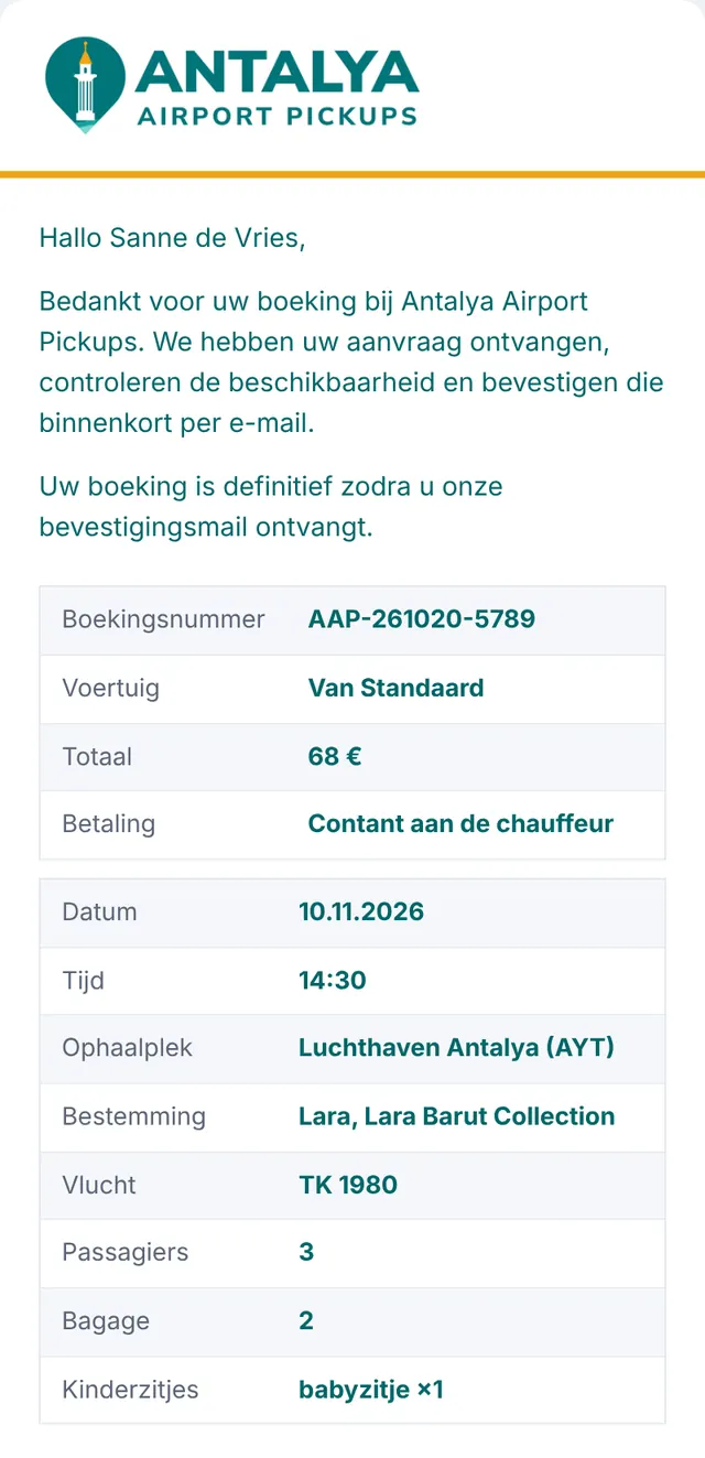 E-mail 1: we hebben uw aanvraag