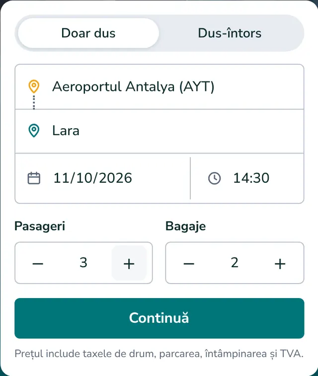 Alegeți traseul, data și pasagerii