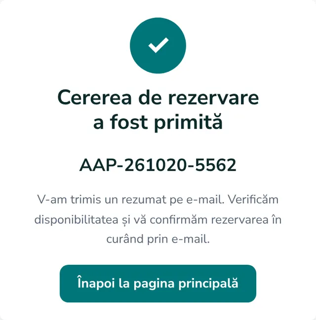 Cererea de rezervare a fost primită