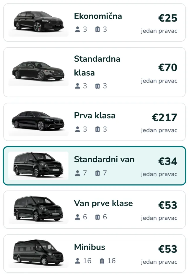 Izaberite vozilo i pogledajte fiksnu cenu