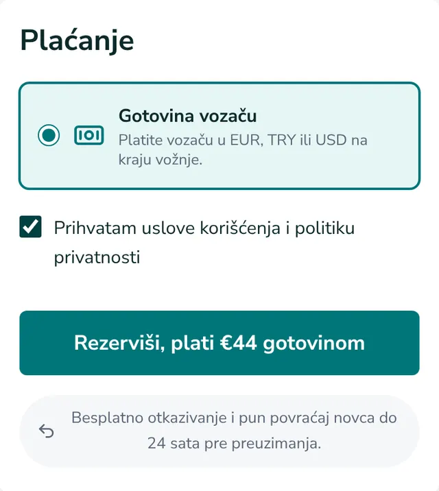 Proverite pregled i pošaljite rezervaciju