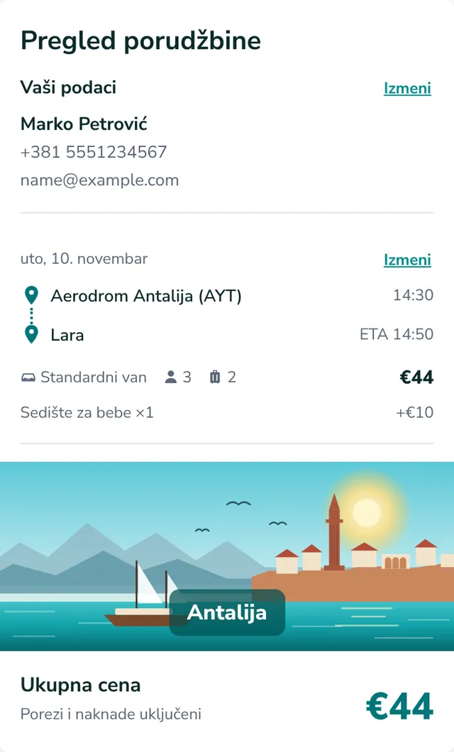 Proverite pregled i pošaljite rezervaciju